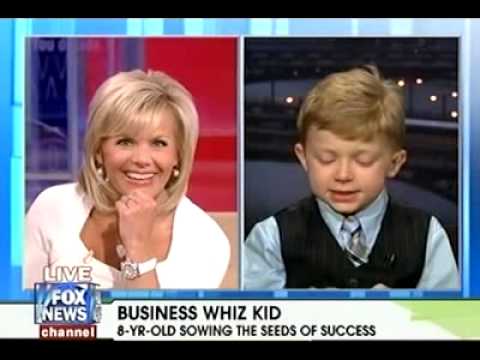 Foxs Gretchen Carlson talked to an eight-year-old who has gotten a head start on his business networking skills by passing out business cards at a Chicago trade show. Tanner Leuellen told Carlson that he had aspirations of being a scientist, train driver or construction worker. His current business card identifies him as apprentice creator. Carlson suggested that Leuellen might one day go on Donald Trumps NBC reality show, The Aprentice. The eight-year-old responded, Hes kind of mean. This video is from Foxs Fox & Friends, broadcast Mar. 23, 2009.