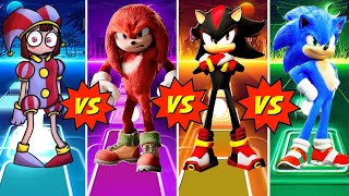 Digital Circus VS Knuckles VS Shadow VS Sonic | Tiles Hop EDM Rush