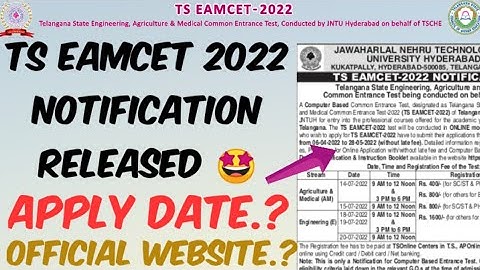 TS EAMCET 2022 Notification Released//TS EAMCET 2022 Application Apply Last date//Registration fee.?