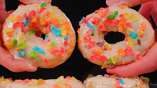 Fruity Pebble Marshmallow PROTEIN DONUTS | ASMR Cooking