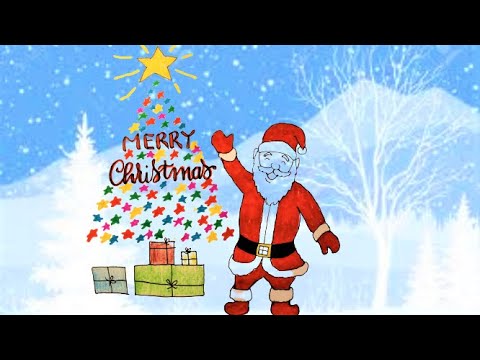 Chữ Merry Christmas Tô Màu - Cách vẽ chữ Merry Christmas với hình ông già Noel, cây thông, hộp quà Giáng sinh | How to draw Santa