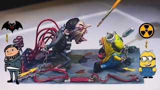Minions vampire Gru vs mutated Minions Diorama / Clay