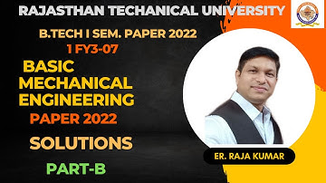RTU B.Tech I Sem Basic Mechanical Engineering paper 2022 Solutions (Part-B) (हिंदी)