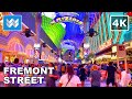 [4K] Fremont Street Las Vegas 2021 Night Walking Tour & Travel Guide 🎧 Binaural Sound