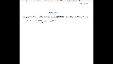 MLA Format Works Cited Newspaper