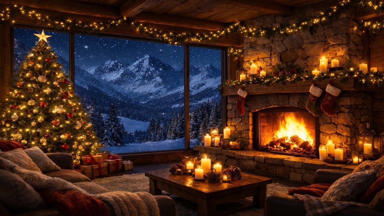 Warm Fireplace Ambience ️ Cozy Cabin in the Mountains | LIVE - YouTube