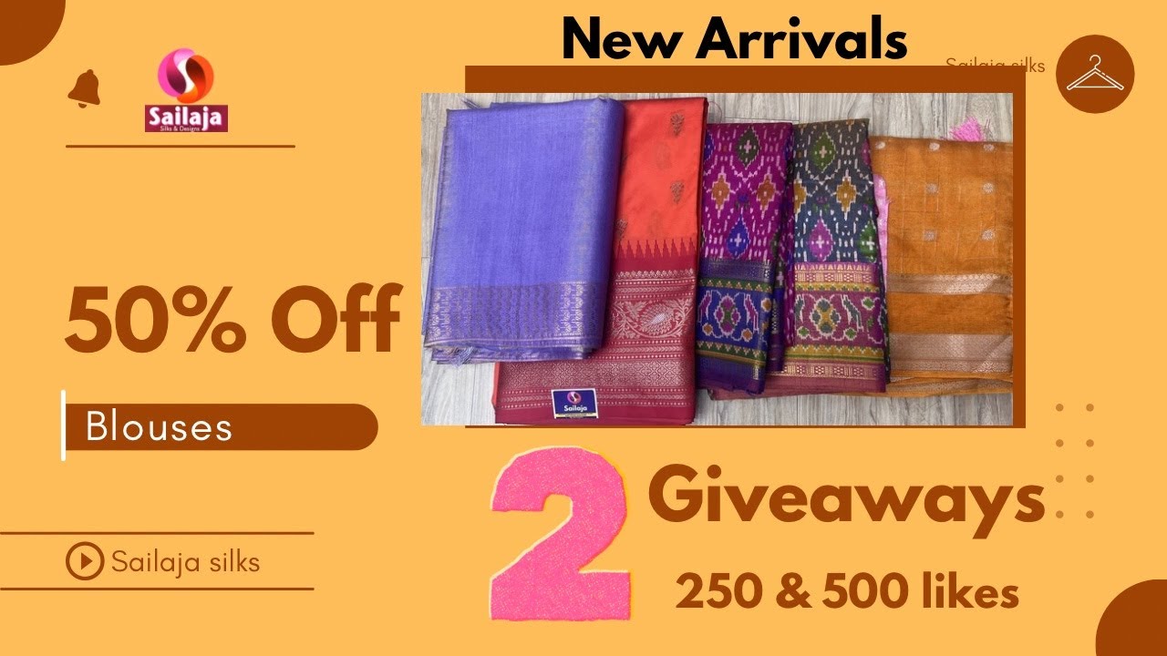 Flat 50% Off Blouses, New arrival #sarees collection @sailajasilks Ph-9849553901 2 #giveaways