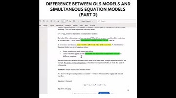 Difference between OLS Models and Simultaneous Equation Models  || Multivariate Regression Models