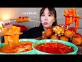 명랑핫도그 신메뉴! 핫떡볶이, 로제떡볶이, 핫도그 7종류 먹방♥️ (feat.미미고 찹쌀꽈배기) Spicy&Rose Tteokbokki, Hot dogs MUKBANGㅣASMR