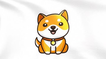 Flag of Baby Doge Coin (BabyDoge) logo waving in the wind - Crypto Flag logo animation