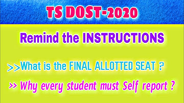 TS DOST 2020 Phase-3 Seat allotment important instructions||Special phase||TS DOST 2020
