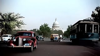 Washington DC 1940s in color [60fps,Remastered] w/sound design added