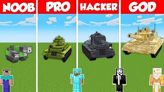 MILITARY TANK STATUE BUILD CHALLENGE - Minecraft Battle: NOOB vs PRO vs HACKER vs GOD / Animation