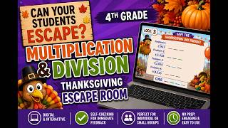 Multiplication & Division Thanksgiving Escape Room Video Preview