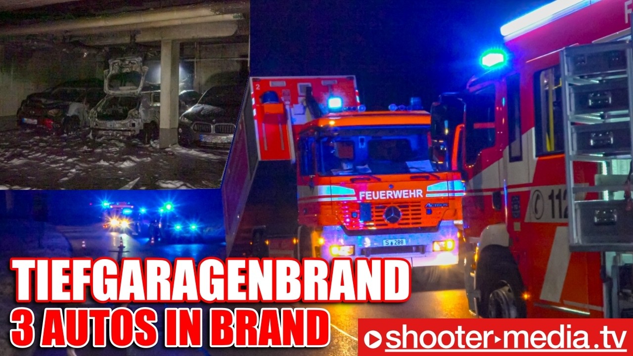 🔥  TIEFGARAGENBRAND: 3 AUTOS in BRAND  🔥 | 🚒  Löscharbeiten in Birkach  🚒