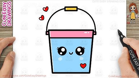 How to Draw a Cute Bucket Easy Step-By-Step Drawing and Coloring for Kids and Toddlers