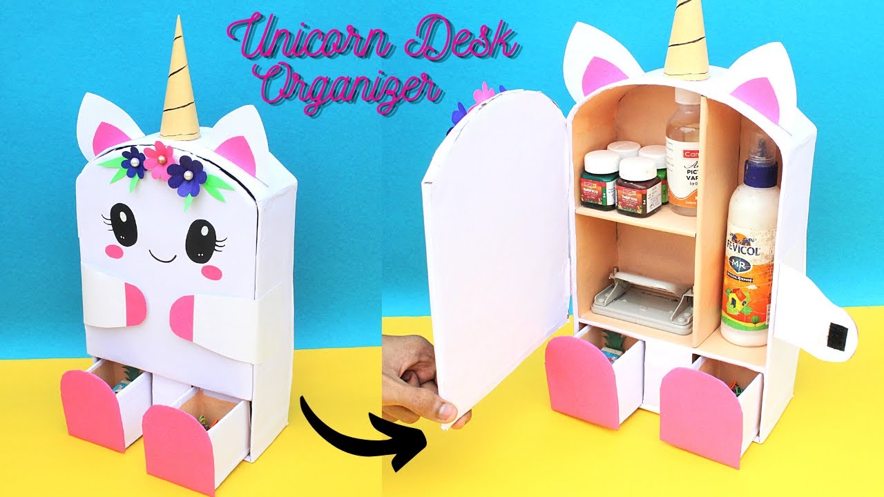 Unicorn 🦄 Desk Organizer from Cardstock - Paper Organizer