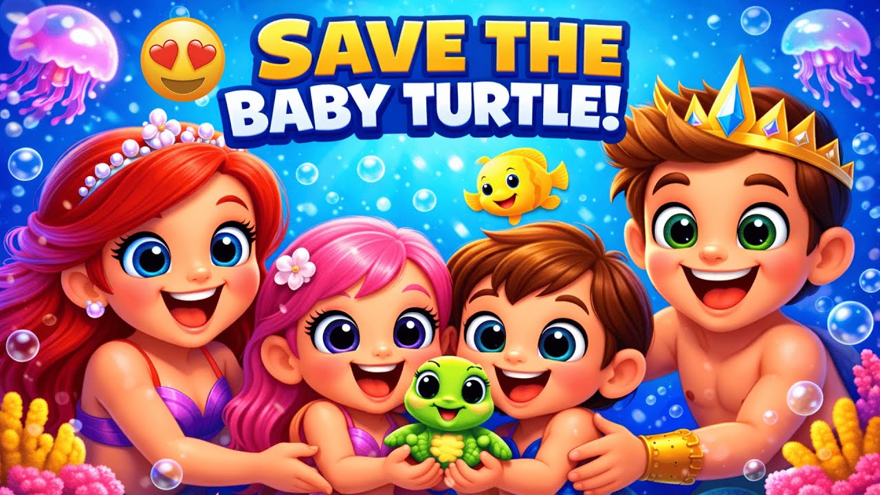 Mermaid Family Saves a Baby Turtle 🧜‍♀️🐢 | Kids Ocean Story