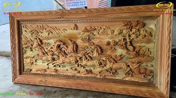 TRANH GỖ MÃ ĐÁO THÀNH CÔNG - Tranh Phong Thủy Chạm Khắc Gỗ Đẹp