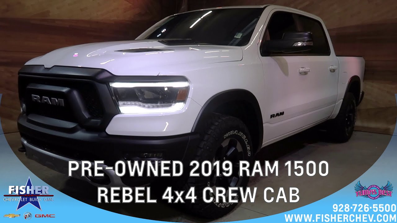 PREOWNED 2019 RAM 1500 Rebel 4x4 Crew Cab 𝙁𝙞𝙨𝙝𝙚𝙧 𝘾𝙝𝙚𝙫𝙧𝙤𝙡𝙚𝙩 𝘽𝙪𝙞𝙘𝙠 𝙂𝙈𝘾