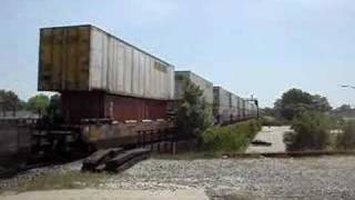 BNSF #4003 Leads Stacktrain South, With EMD Demo, Joliet IL.