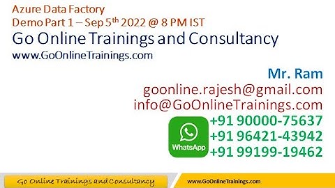 01 ADF Demo Part1 - Sep 5th 2022 | Bhaskar Jogi | Go Online Trainings and Consultancy | 9000075637