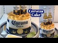 Pastel tema de Cerveza Corona / con soporte para dos cervezas llenas/imagen comestible