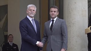 Czech President Petr Pavel meets Emmanuel Macron during first official visit to France