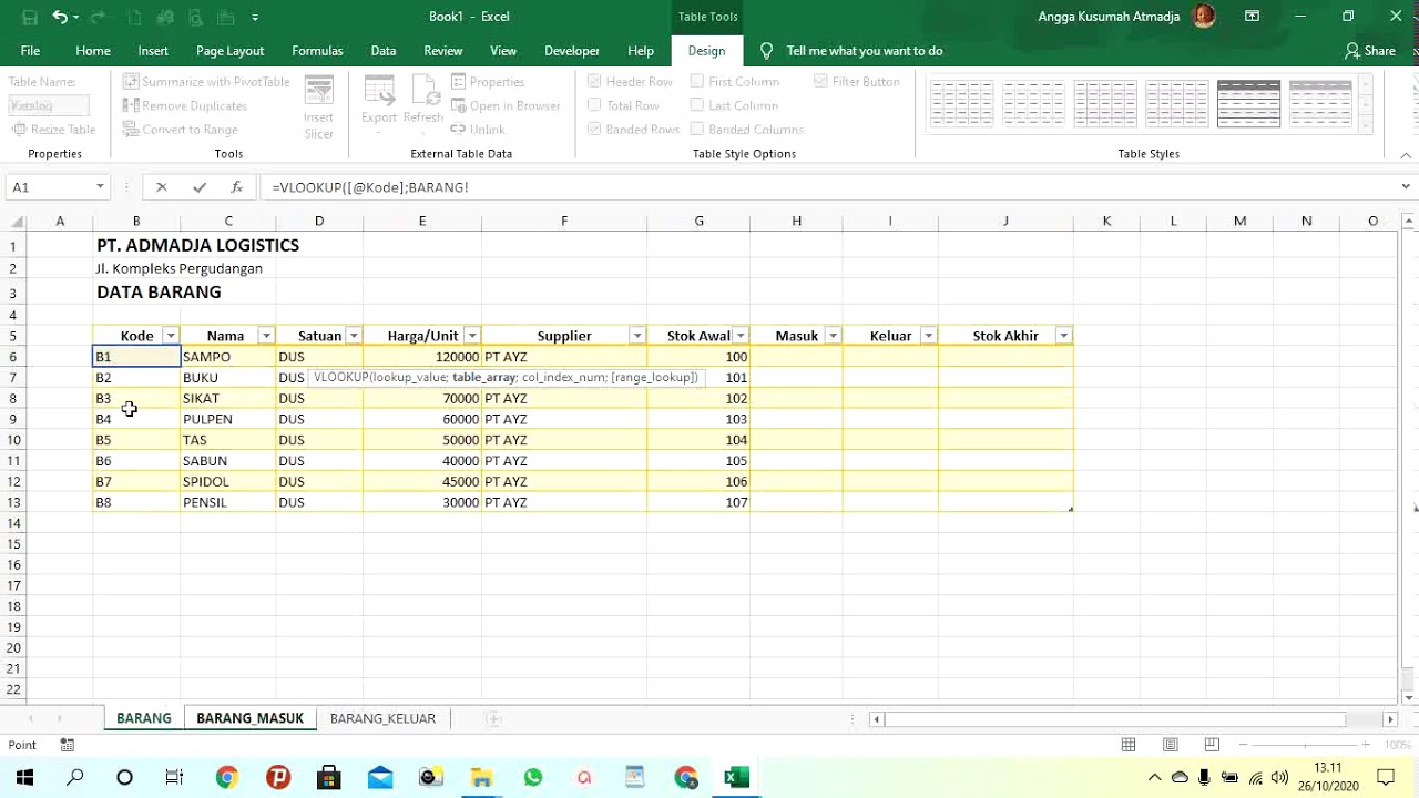 Solusi STOK barang dengan Excel  YouTube