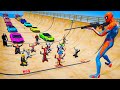 Gta v ragdoll superheroes and villains with supercars  fire trucks hard ramps challenge spiderman