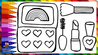 Dibuja Y Colorea Un Kit De Maquillaje De Arcoiris Con Purpurina Dibujos Para Niños