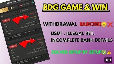 Bdg withdrawal rejected 100% solution || BDG Game Withdrawal Problem Solution