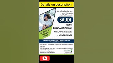 Urgent Requirement for " Delivery Driver / Salesman Cum Driver " @ Saudi