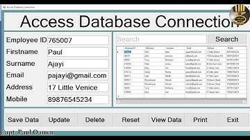 How to Create an Employee Access Database Connection with Save, Update, Delete in C# - Full Tutorial
