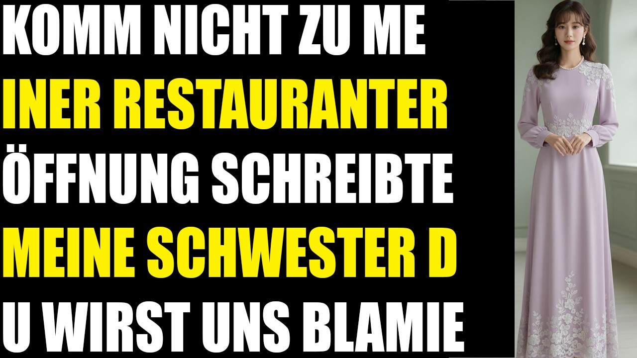 Meine Schwester sagte Komm nicht zur Restaurant-Eröffnung  du bringst uns in Verlegenheit Dann...