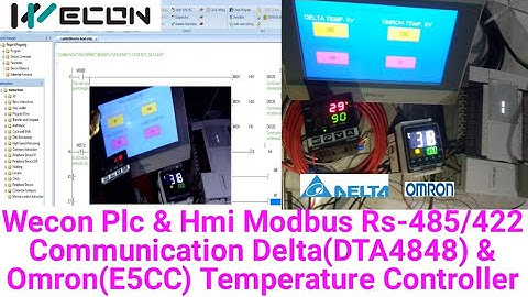Wecon Plc & Hmi Modbus Rs-485/422 Communication Delta(DTA4848) & Omron(E5CC) Temperature Controller