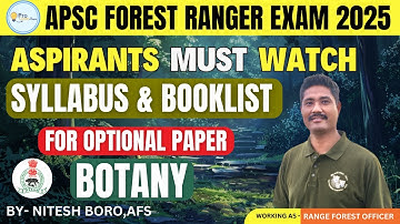 APSC Forest Ranger Recruitment 2025 | Botany optional booklist & syllabus #apsc #forestranger