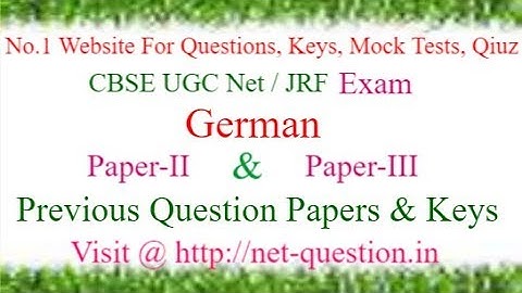 CBSE UGC NET German,Paper-II,Paper-III,Solved,Previous Questions,Answer keys,Mock Test,Quiz