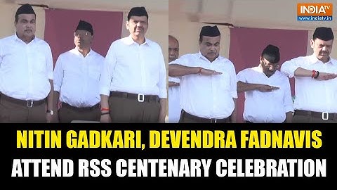 Nitin Gadkari and Devendra Fadnavis Participate in RSS Centenary Event Wearing RSS Uniforms
