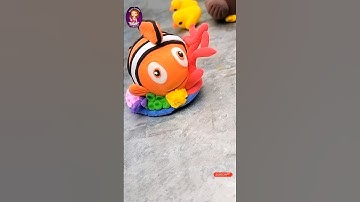 Diy easy fish 🐠 🏝️making with superclay✨🥳#shorts  #trending #viral #diy #clay #cartoon #clay #fish