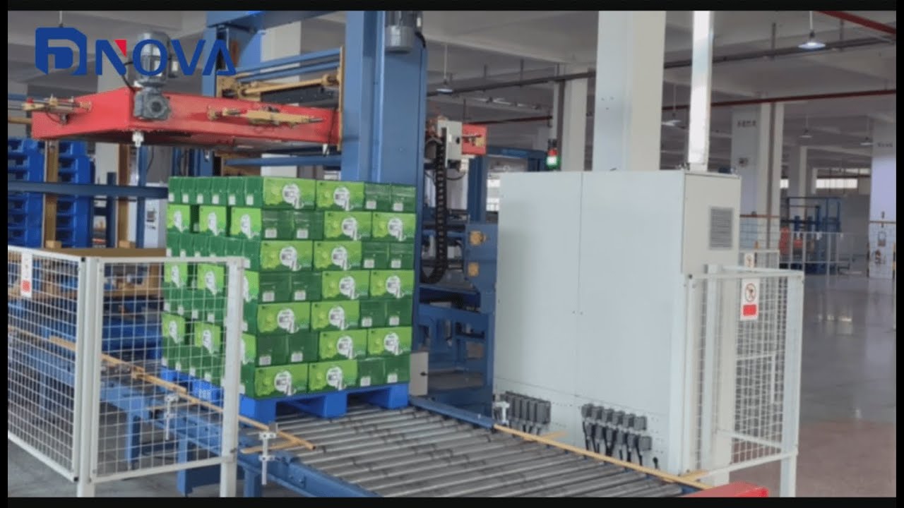 Nova Conventional Palletizer Carton Box Palletizing Machine - YouTube