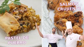 PASTEL de PUERROS y SALMÓN CRUJIENTE con Joseba y Karlos Arguiñano