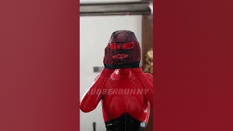 When the Red Catsuit Meets the Face of Desire 🔥 #latexlook