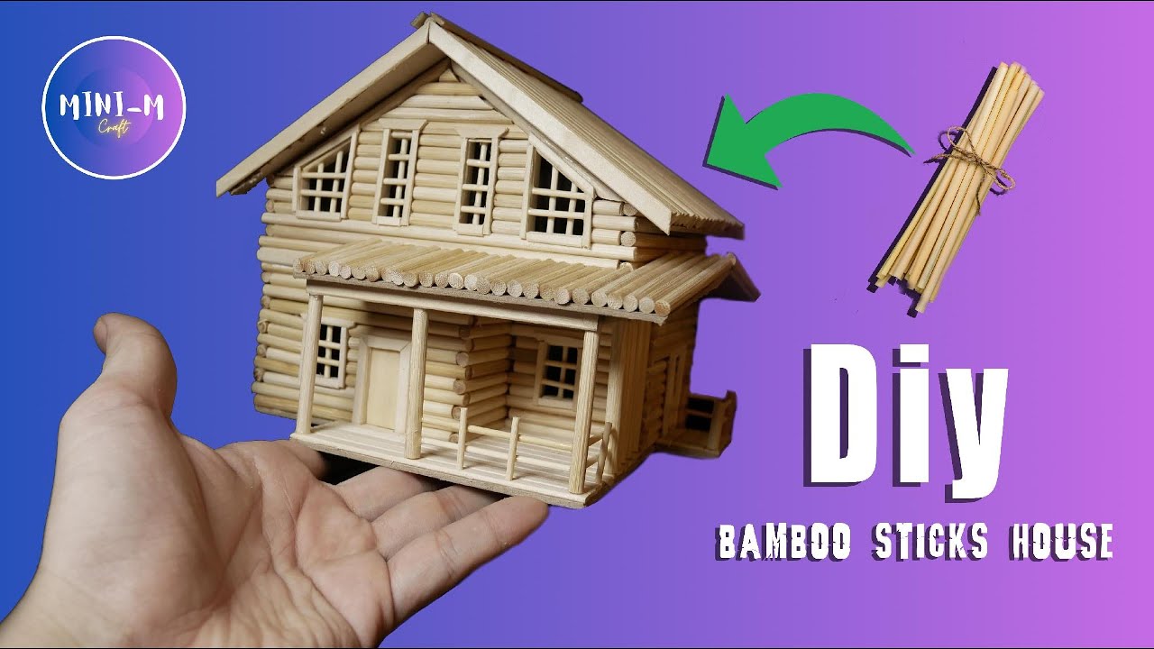DIY How to make 2 storey wooden house from bamboo sticks - YouTube