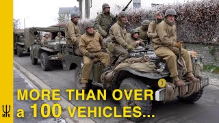 Huge Parade Bastogne WW2 Military Vehicles Nuts Weekend