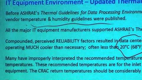 ASHRAE updated Termal Guideline for Data Center