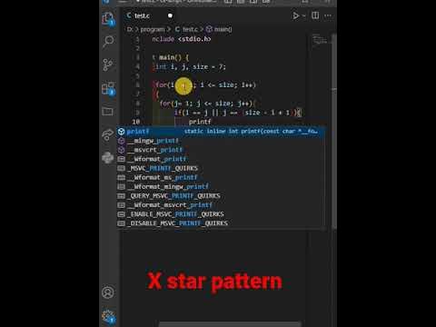 C program to print X star pattern || print X star pattern in C - YouTube