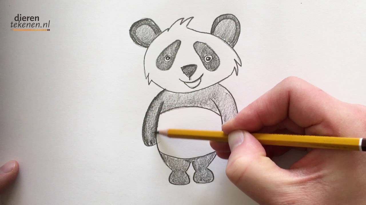 Dieren tekenen: teken een panda / how to draw a cute panda bear. Is het Wu Wen of Xing Ya? - YouTube