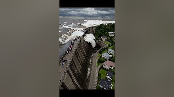 Huge wave destroyed dam and flooded village