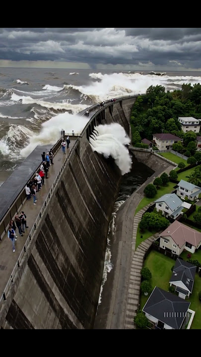 Huge wave destroyed dam and flooded village